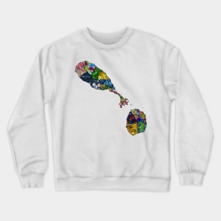 Spirograph Patterned Saint Kitts and Nevis Parish Map Crewneck Sweatshirt